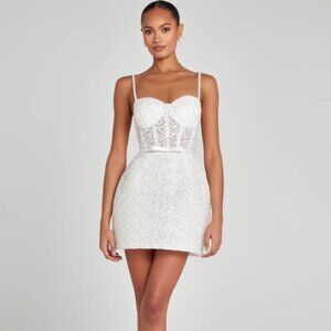 Alice White Dress Nadine Merabi S/M **NEVER WORN, TAGS ATTACHED**